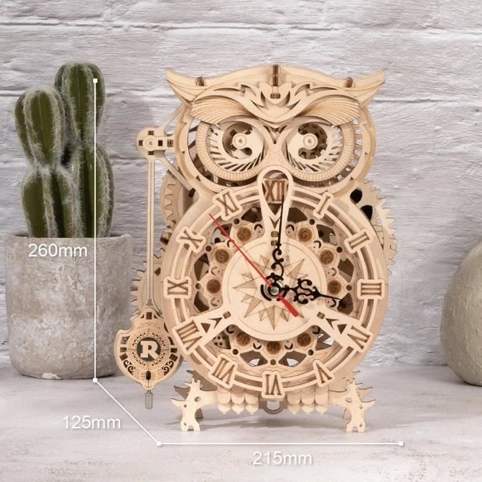 Puzzle 3D DIY Rokr - Horloge hibou - Robotime