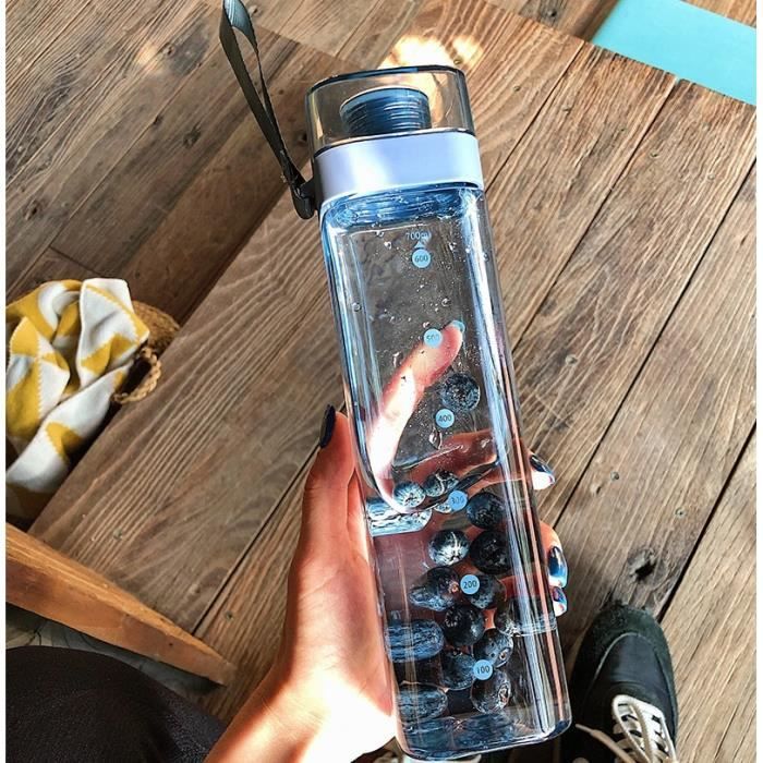 Gourde - Bouteille isotherme,Bouteille d'eau en plastique sans BPA,carrée, transparente,résistante à la - Type Transparent - 700ml -A - Cdiscount Sport