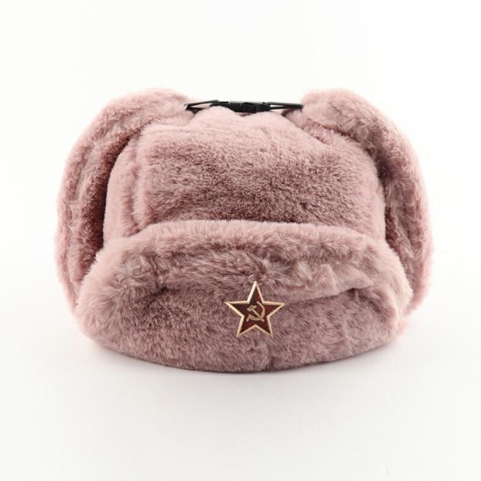Chapeau de fourrure véritable gris soviétique Ushanka russe hiver chaud