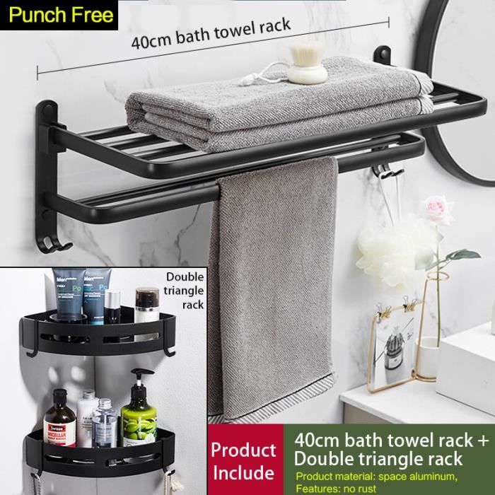 Porte-serviettes Pliable Mural - Avec 9 Crochets Et Barre Porte-serviettes - Range Ta Salle De Bain Sans Encombrement