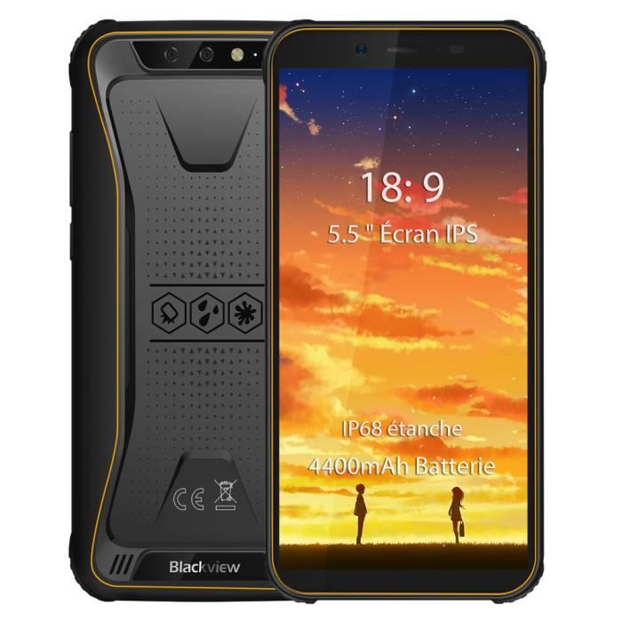 Achat T&eacute;l&eacute;phone portable Blackview BV5500 Smartphone IP68 étanche 5,5" Écran 16 Go ROM Batterie 4400mAh Téléphone portable - Jaune pas cher