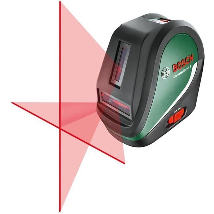 Laser lignes Bosch UniversalLevel 3 Portée 10m 3 lignes 1 point Mise à niveau auto