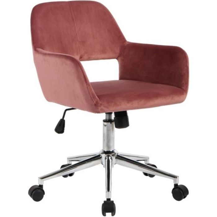 chaise de bureau en velours rose
