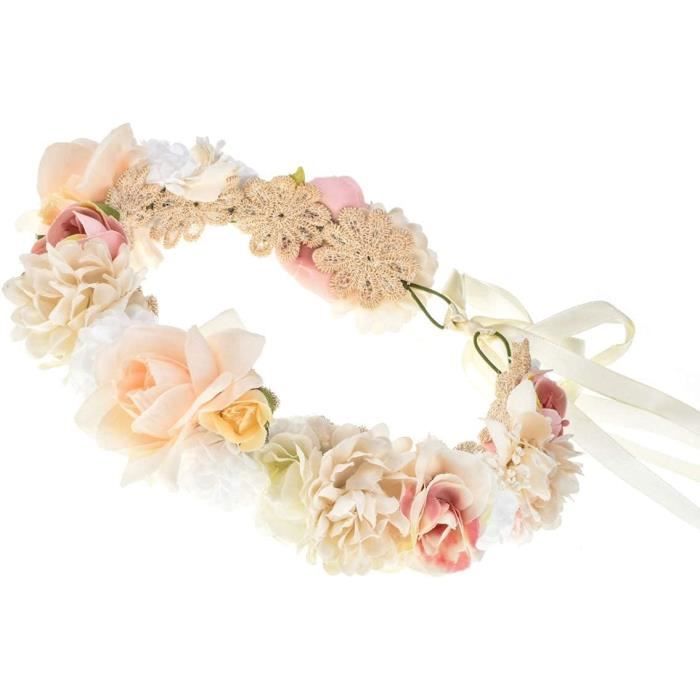 Voile De Mariée Enfant Fille Avec Couronne De Fleurs - Double Couche Tulle, Bandeau Avec épingles, Pour Princesse, Communion Ou Fête