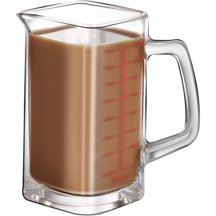 Tasse à Mesurer Expresso En Acier Inoxydable Maestri House - Bec Verseur V Et Poignée Bois Pour Café Parfait