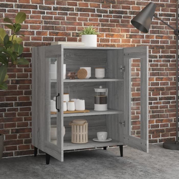 vidaXL Buffet sonoma gris 69,5x34x90 cm bois d'ingénierie827730 | fnac Belgique