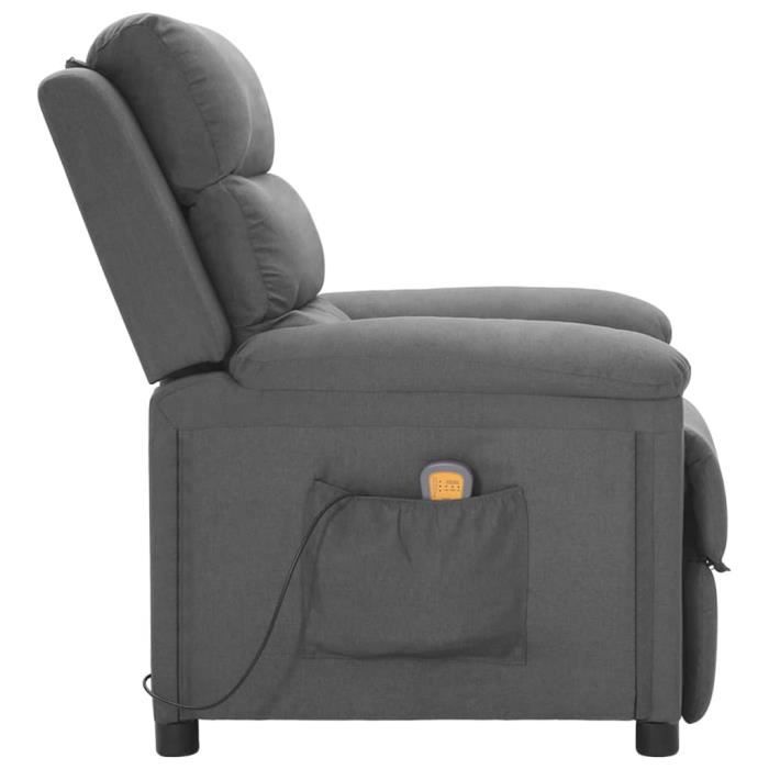 vidaXL Fauteuil de massage électrique - Gris Foncé Tissu - Fauteuil - Rue du Commerce