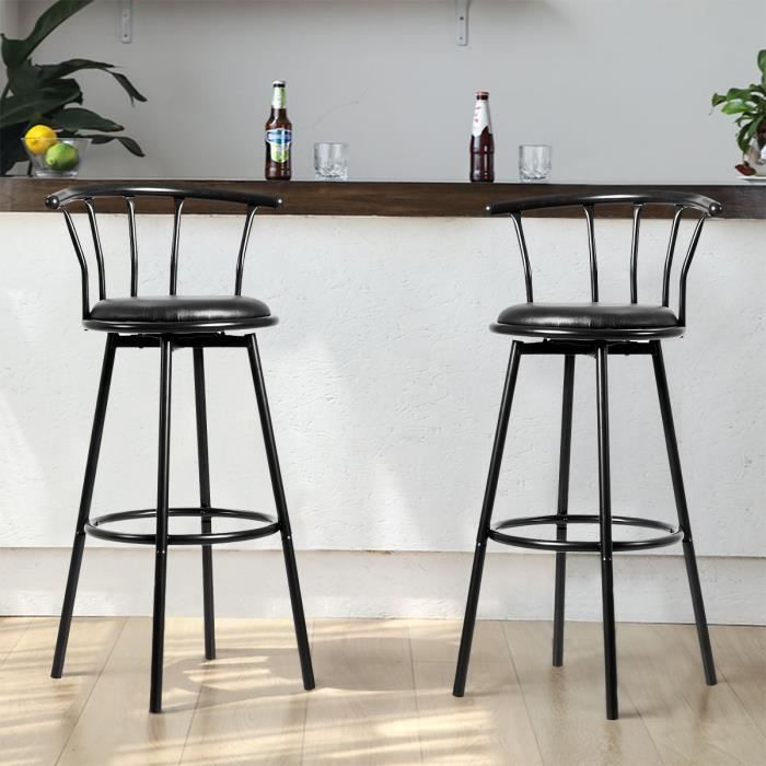giantex lot de 2 tabourets de bar rotatives avec repose-pieds et siège rembourré,style scandinave,pour salle à manger,cuisine