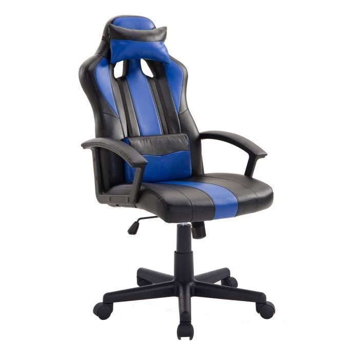 fauteuil de bureau-gamer noir et bleu crash