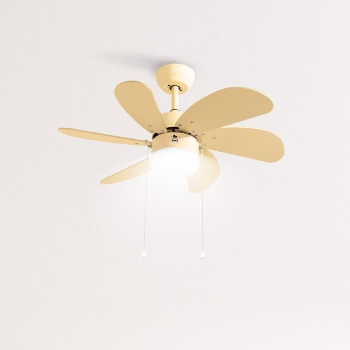 CREATE Ventilateur Plafond Lumière 86 Cm – 53W Silencieux, Lames Bois Réversibles, Été/Hiver, Minuterie