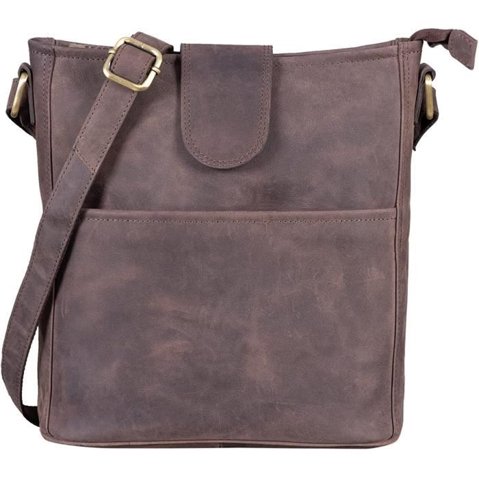 Sac Bandoulière LEABAGS En Cuir Véritable | Pour Ordinateur 15" | Style Vintage | 7L De Capacité