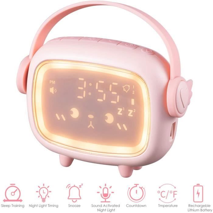 Ayybboo Réveil Numérique Avec Fonction Snooze 8 Sonneries 12/24 Heures, Réveil Filles Facile à Utiliser Pour Chambre D'enfant, Chambre à Coucher