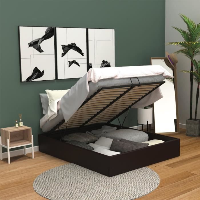 Lit Coffre Complet Avec Sommier Et Matelas Achat Vente Pas Cher