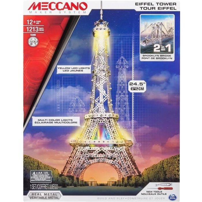 MECCANO 2 en 1 Tour Eiffel Lumineuse / Pont de Brooklyn SpinMaster