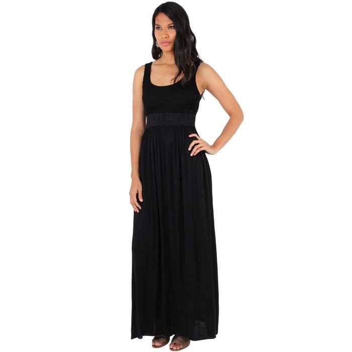 Robe Longue Unie Motif Buste Noir Noir Achat Vente Robe Cdiscount