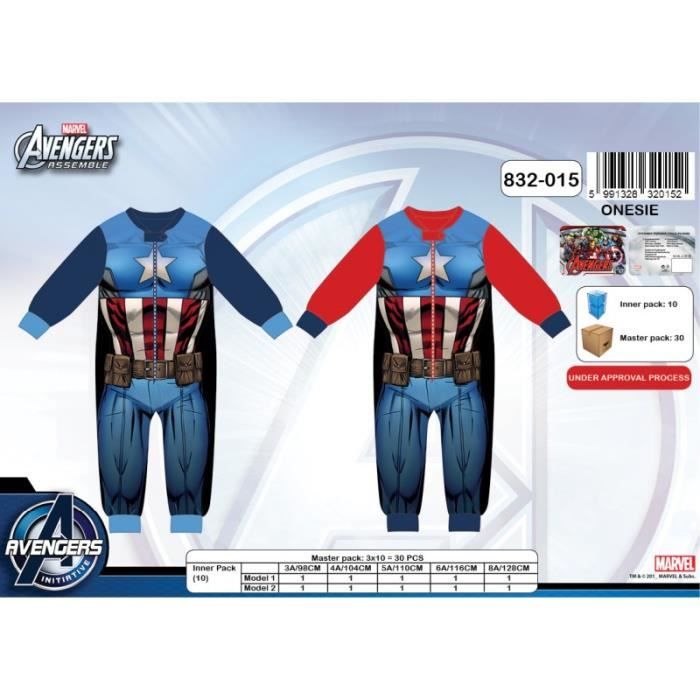 Combinaison pyjama Captain America Marvel Rouge//blanc//bleu