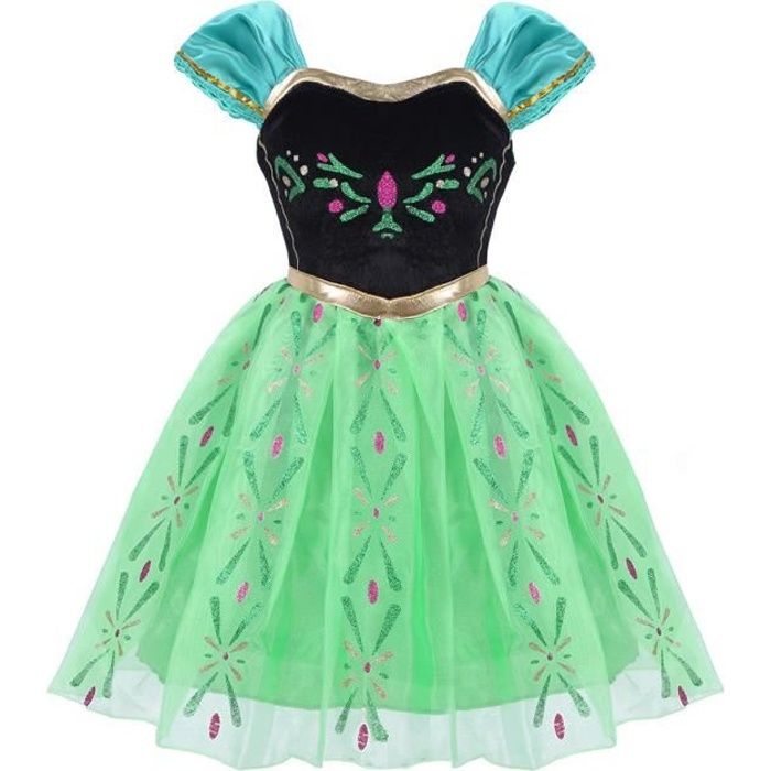 Enfant Fille Robe Princesse Reine Tutu Robe De Soiree Ceremonie Deguisement Fete Noel Carnaval Bal Danse 12 Mois 6 Ans Vert Cdiscount Pret A Porter