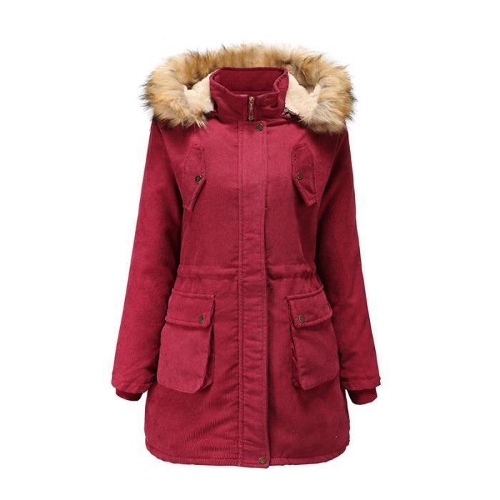 Veste Femme Manches Longues En Velours Côtelé Double Face - Parka épaisse Chaude - Style Streetwear Décontracté