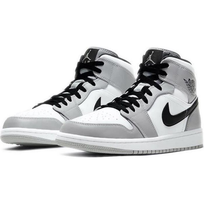 Basket NIKE Air Jordan 1 Mid Chaussures de Jordan One AJ 1 pour Homme Femme  Gris - Blanc AJS590513 Blanc - Cdiscount Chaussures