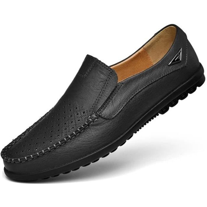 Mocassin Homme chaussures Cuir Conduire Respirant Noir chaussures