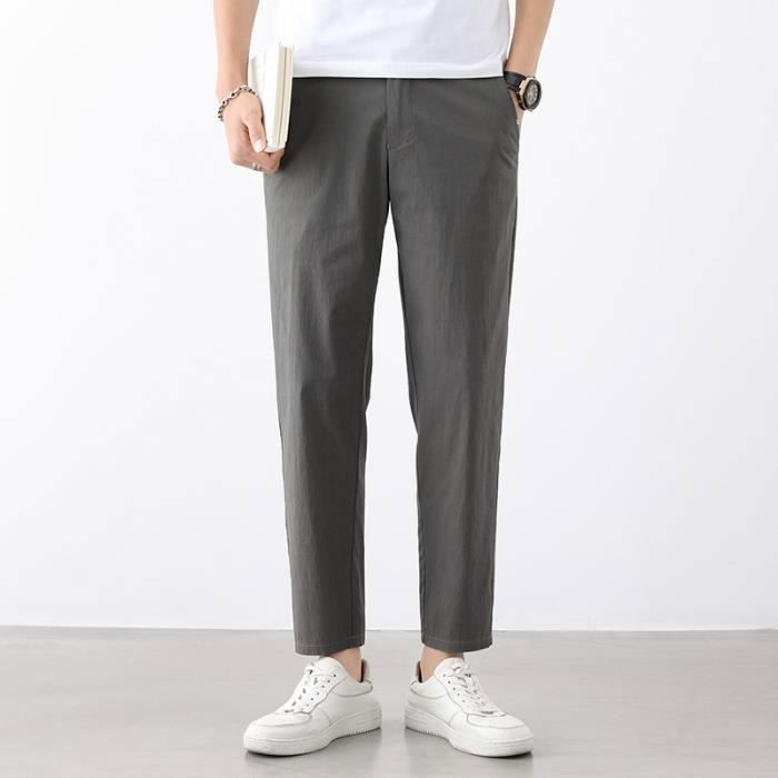 Pantalon Homme Léger en Coton et Lin Taille standard élastiquée Casual  Couleur unie Gris - Cdiscount Prêt-à-Porter