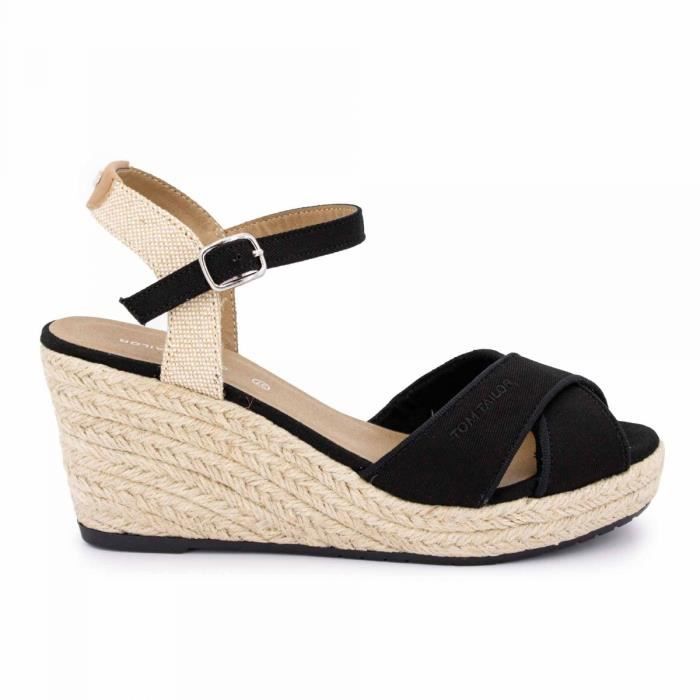 Sandale compens e TOM TAILOR noir Talon 6cm Femme Noir