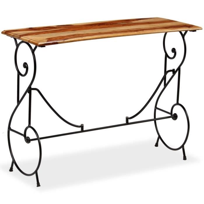 table console en bois massif de sesham - ovonni - rectangulaire - finition laquée - 100 x 40 x 75 cm