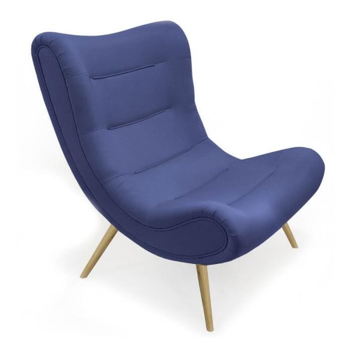 fauteuil scandinave design "roman" 95cm bleu - paris prix