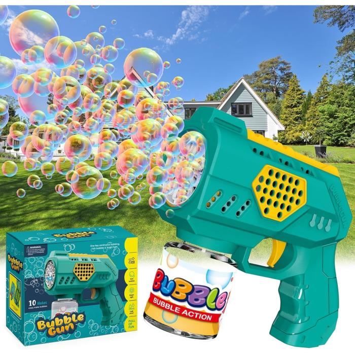 Bombble Pistolet à Bulles électrique – 5000 Bulles/min, Musique Et Lumière – Cadeau Enfant 3-13 Ans