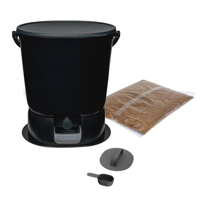 Poubelle composteur Skaza Bokashi Essential 15.3L - Activateur inclus -  Noir/Gris - Cdiscount Jardin