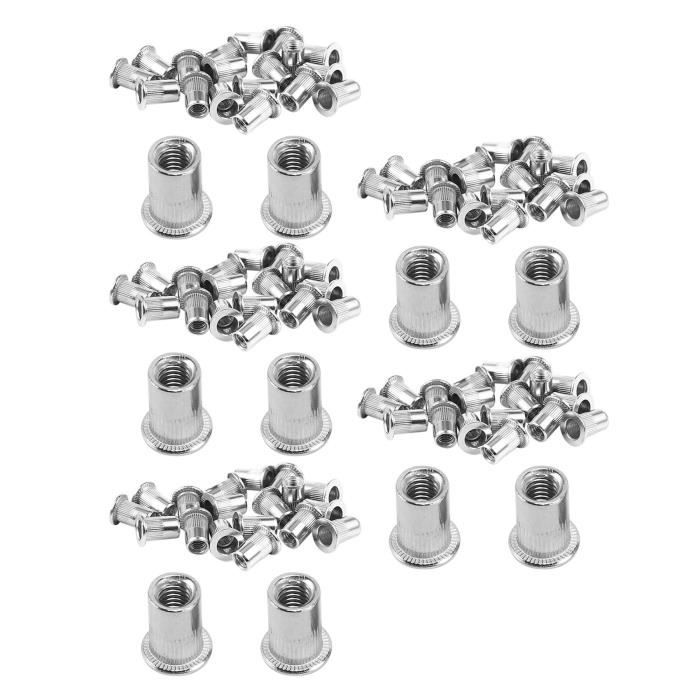 100 Pcs 304 Ecrou de Rivet Inox Rivnut Inserer Nutsert M6X15mm ...