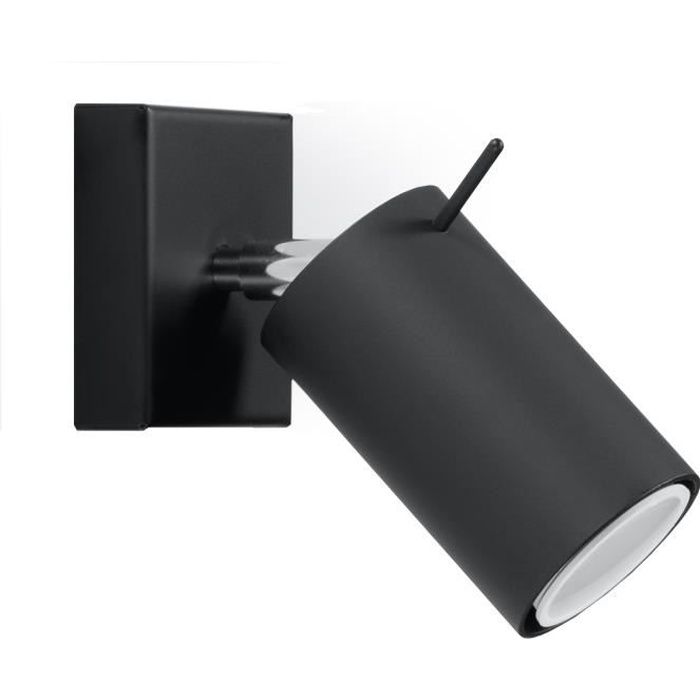 Applique Murale LED Ring - SOLLUX - Noir - Acier - Style Loft et Moderne