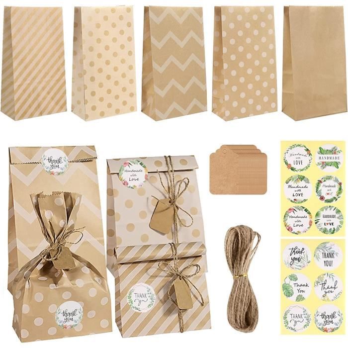 12 Sacs Cadeaux En Papier Kraft Motif Sirène – 13x24x8 Cm, Pour Anniversaire, Mariage, Noël, Bonbons Et Petits Cadeaux