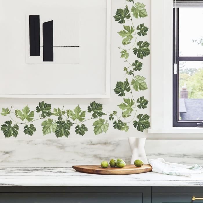 SHUCHING Stickers Muraux Feuilles Tropicales - Autocollants Plantes Vertes Pendantes Pour Chambre Et Salon