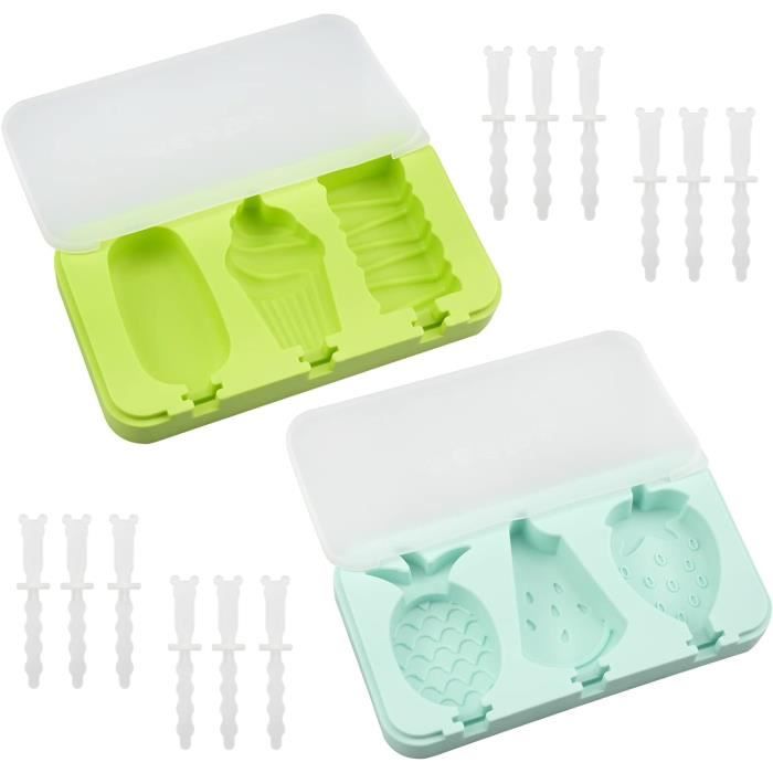 Moule à Glace Et Popsicle Réutilisable - Formes Animaux, Avec Bâtons - Pour Glaces Maison, Yaourts Glacés DIY - 6
