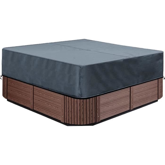 Housse de Protection pour Bain à Remous de Jardin - 200 x 200 x 85 cm - Carré - en Oxford 600D - Protector-Spa - Imperméable, Anti-poussière, Anti- UV, Coupe-Vent, Gris Housse de Protection pour Bain à Remous de Jardin - 200 x 200 x 85 cm - Carré - en Oxford 600D - Protector-Spa - Imperméable, Anti-poussière, Anti- UV, Coupe-Vent, Gris