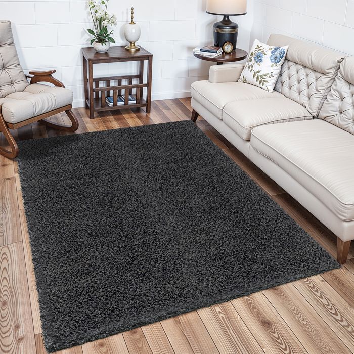 Tapis Moelleux Gris Clair 80x160 Cm - Poils Longs 4 Cm, Antidérapant, Lavable - Pour Salon, Chambre, Couloir