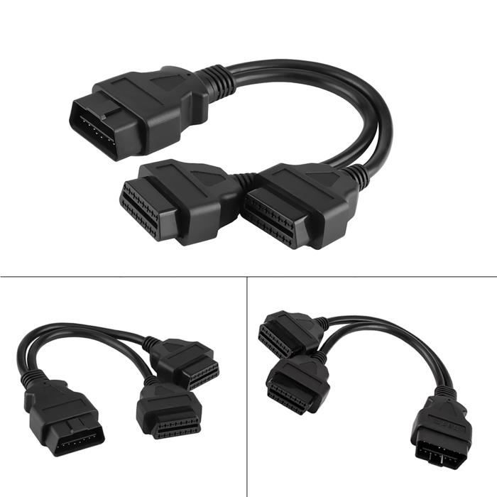 Câble D'extension OBD2 - 60 Cm, Plat, Mâle/femelle - Pour Scanner Auto Et Diagnostics Véhicule