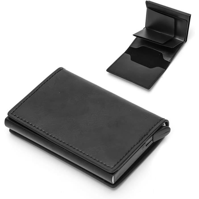 Portefeuille Homme Minimaliste Fibre Carbone Avec Blocage RFID - Porte-Cartes Métal Clip Billets Protection Anti-Vol