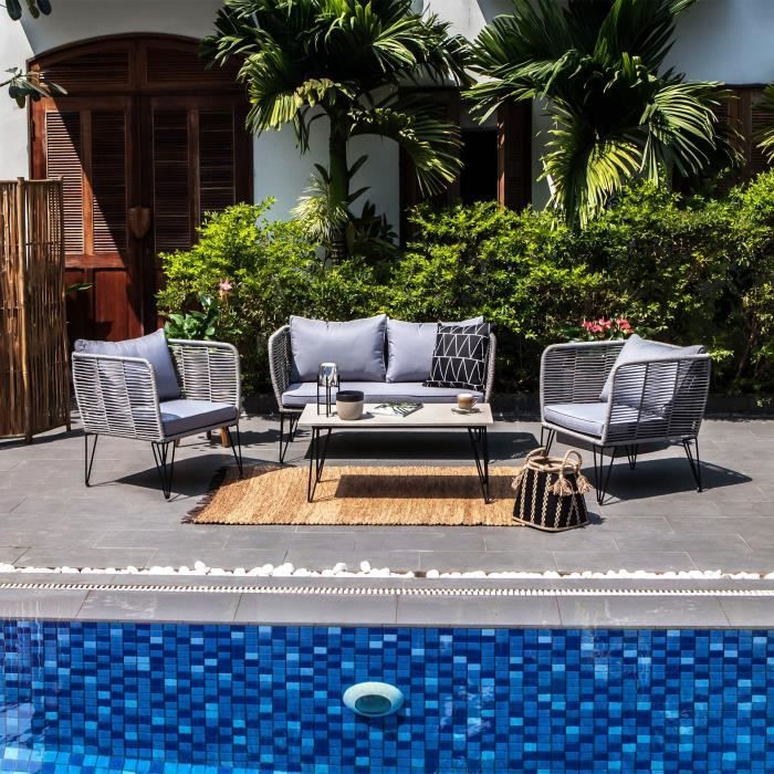 Pearl Salon De Jardin 4 Places Tissage En Corde Un Canape