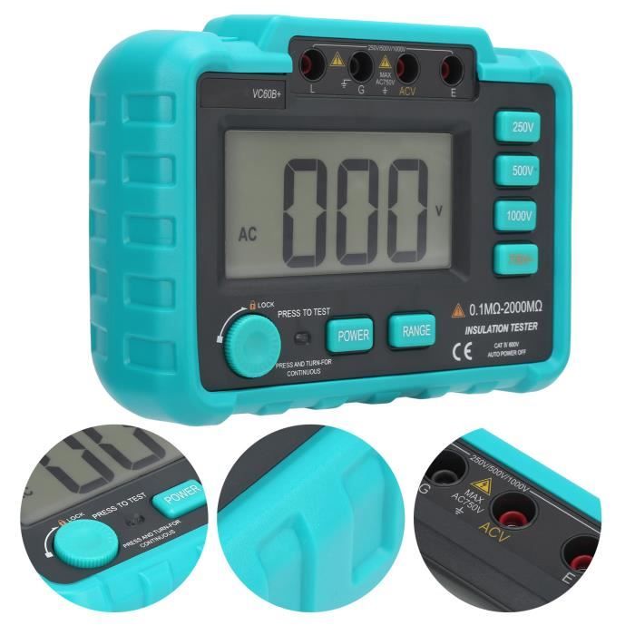 Testeur De Résistance D'Isolation Numérique VC60B+ - Megohm Meter 250V/500V/1000V Pour Moteurs, Câbles, Équipements Électriques