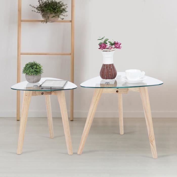 2pcs / set tables de thé de petite table latérale en verre moderne pour  l'utilisation de bureau de chambre à coucher de salon - Cdiscount Maison