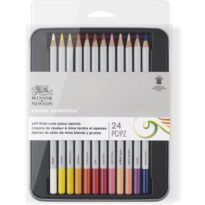 WINSOR & NEWTON Studio Collection Boîte métal de 24 Crayons de