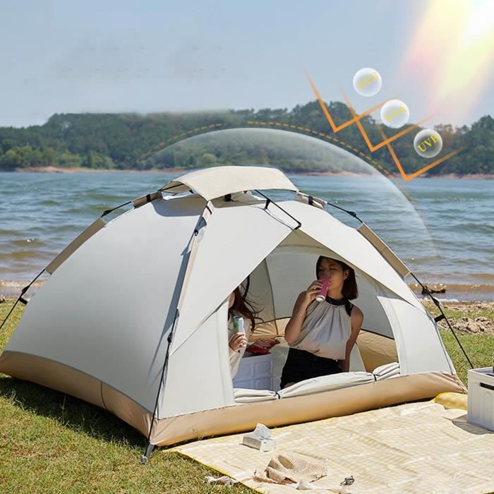 Tente Pop-up Instantanée Pour 2 Personnes - Imperméable, Anti-UV, Porte Moustiquaire - Pour Camping, Plage, Randonnée, Pêche