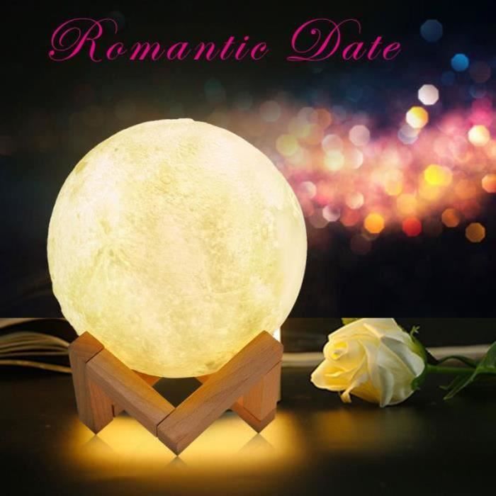 Uten Lampe Lune 3D LED Rechargeable – 16 Couleurs Changeantes, Télécommande + Tactile, Veilleuse Lune Décorative Pour Chambre, Cadeau Noël Anniversaire