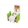Mobilier pour maison de poupées - HAPE - Salle à manger en bois - 4 chaises - Vaisselier - Accessoires-1