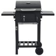 vidaXL Gril de barbecue au charbon de bois et étagère inférieure Noir-1