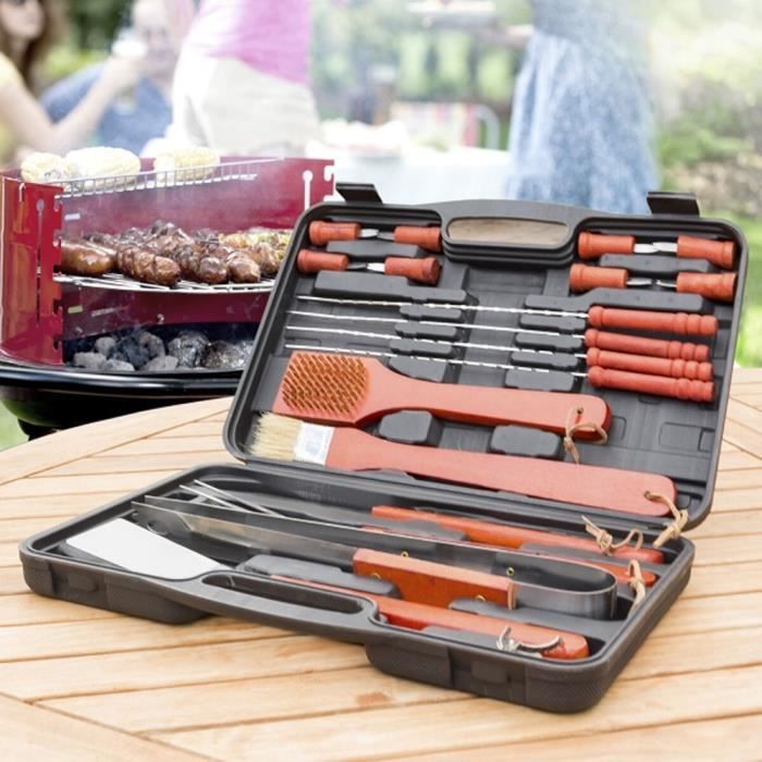AYAOQIANG Coffret Kit Barbecue, Ustensiles pour Barbecue 33 Pièces  Accessoire Barbecue en Acier Inoxydable, Camping Barbecue Ensemble Cadeau  Noël pour Hommes po…