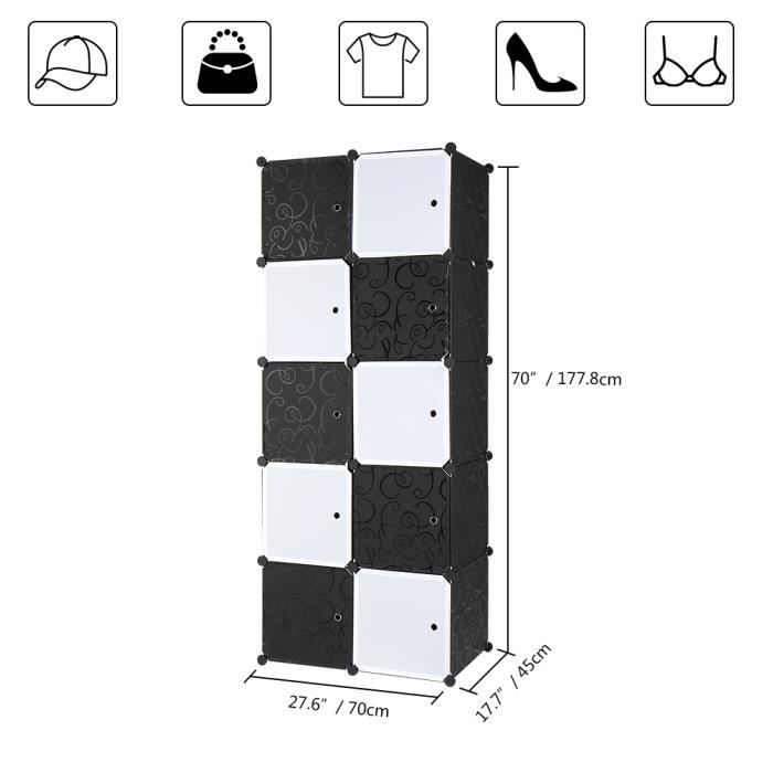 HOOBRO – Armoire Modulable 16 Cubes Avec Portes – Rangement Vêtements, Chaussures, Jouets – Blanc Modulaire Assemblage Facile HOOBRO – Armoire Modulable 16 Cubes Avec Portes – Rangement Vêtements, Chaussures, Jouets – Blanc Modulaire Assemblage Facile