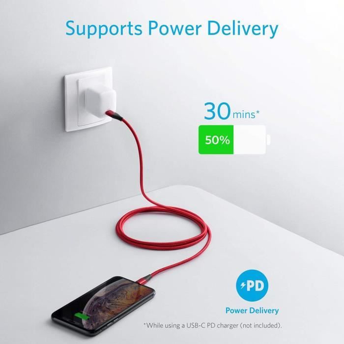 Chargeur Pd 20w Iphone Câble USB-C Vers Lightning 0.3M MFi - Charge Rapide PD 20W Pour IPhone 13 12 11 X Etc. Connecteur C94 Certifié Apple 0.3m